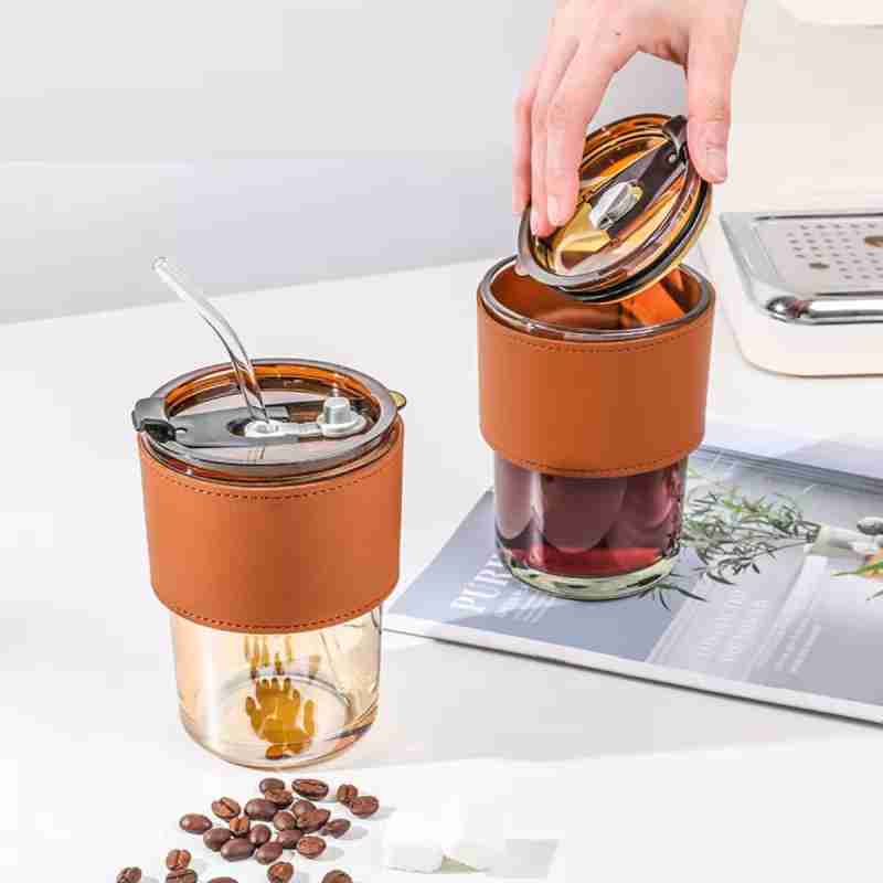 Stylish and Reusable Coffee Mug (450ml) Glass Tumbler