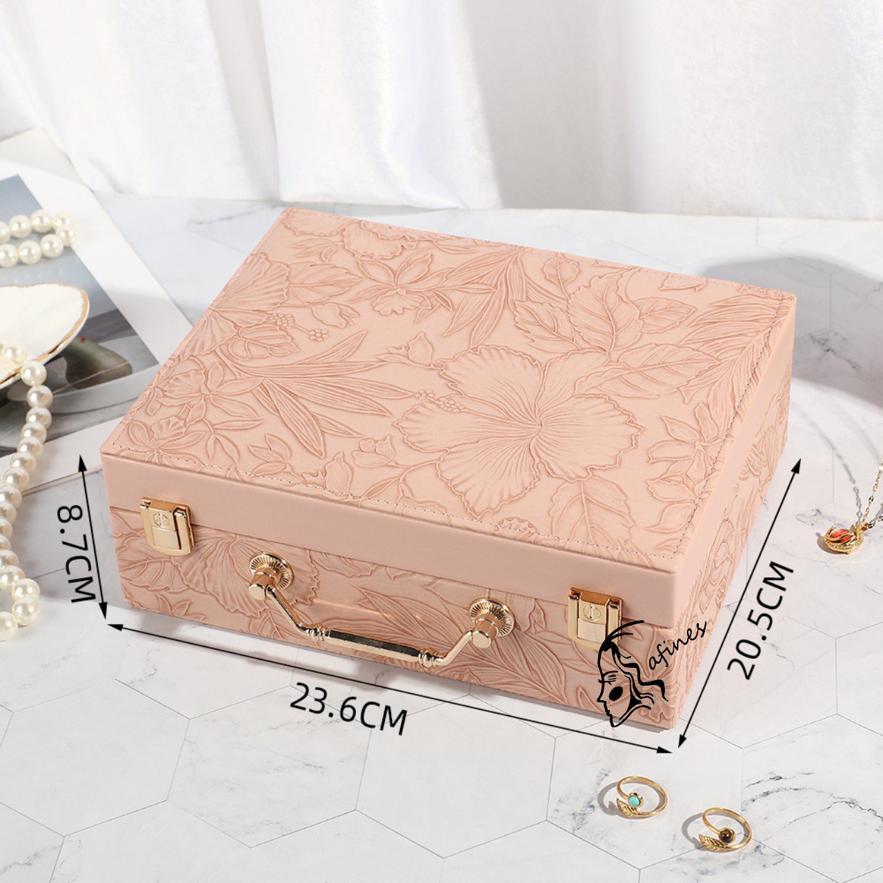 Luxury self Textured Leather Jewelry Case (BT-07)Large
