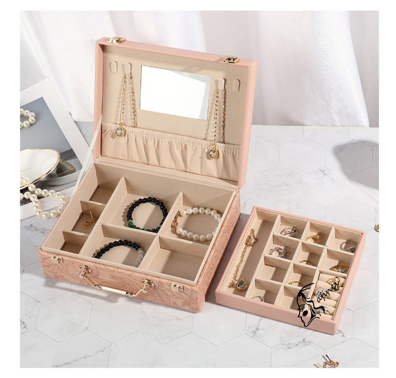 Luxury self Textured Leather Jewelry Case (BT-07)Large