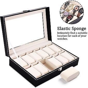 12 Grid Slots PU Leather Luxury Brand Watch Display Box