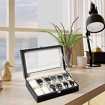 12 Grid Slots PU Leather Luxury Brand Watch Display Box