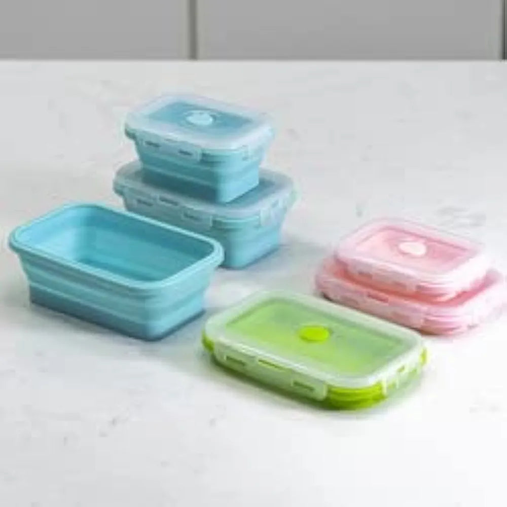 4-Piece Stackable Silicone Collapsible Lunch Box Set with Lids