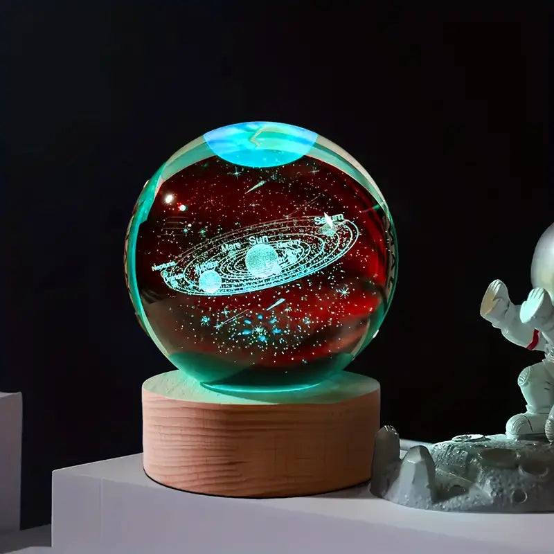 3D Galaxy Crystal Ball Night Lamp Glowing Planatery Galaxy Night Light