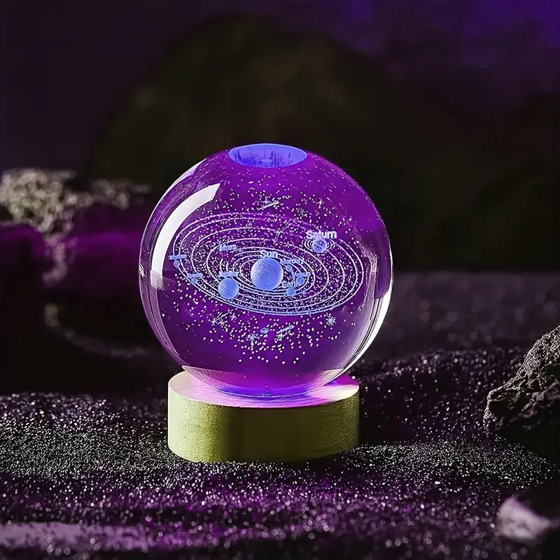 3D Galaxy Crystal Ball Night Lamp Glowing Planatery Galaxy Night Light