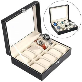 12 Grid Slots PU Leather Luxury Brand Watch Display Box