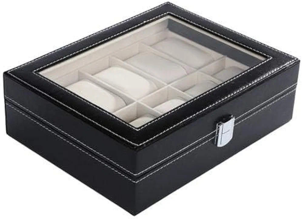 12 Grid Slots PU Leather Luxury Brand Watch Display Box