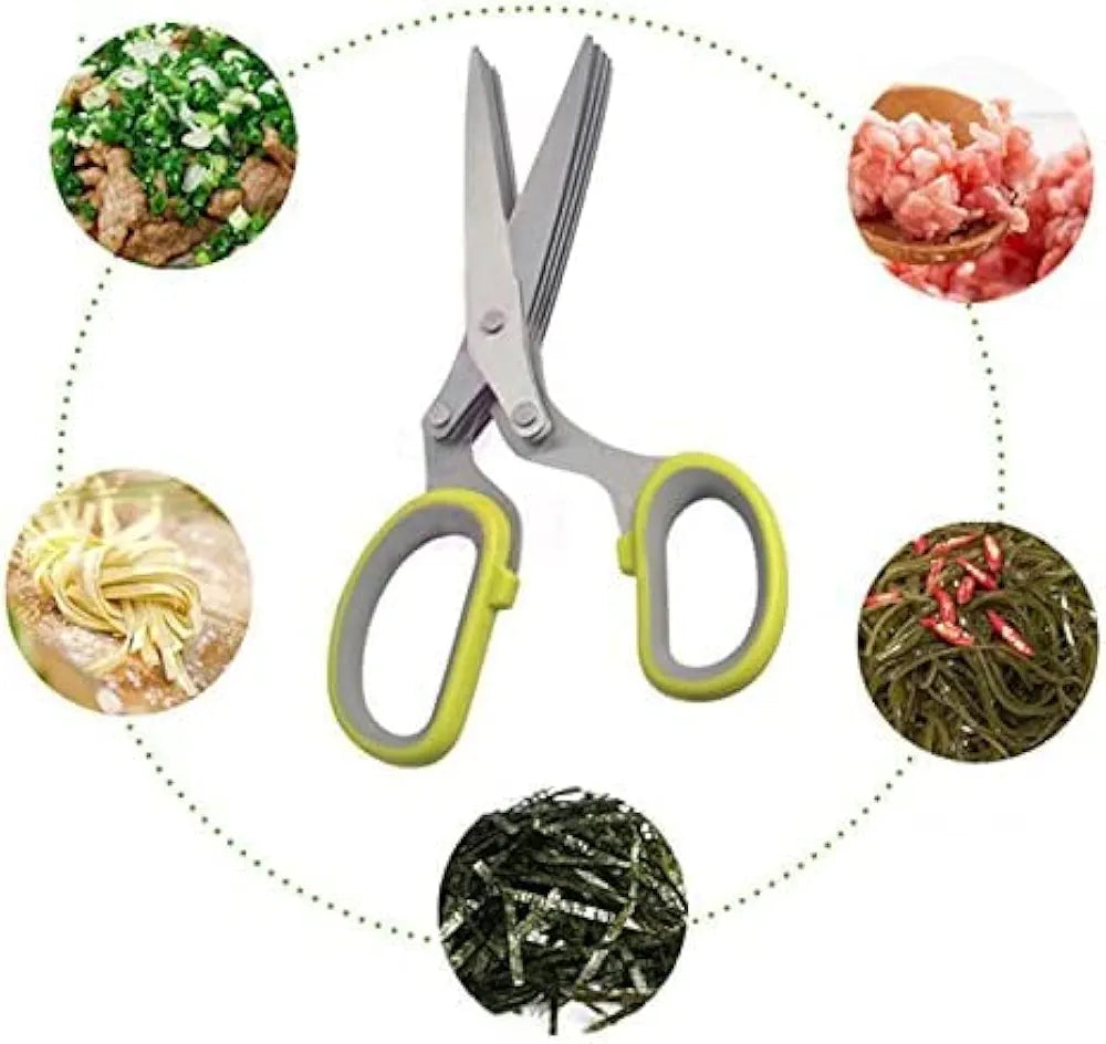 5 Layers Vegetable Scissors | 5 Blade Stainless steel Herb Shears | Kitchen Scissor