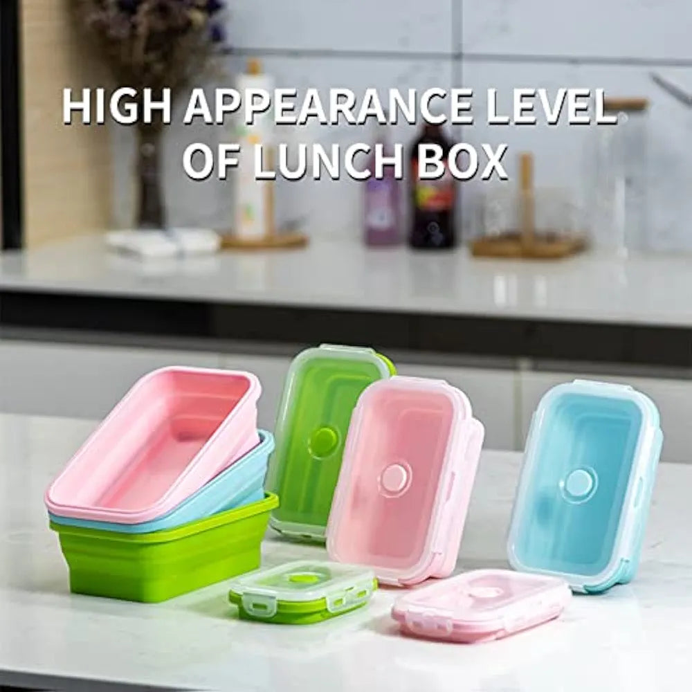 4-Piece Stackable Silicone Collapsible Lunch Box Set with Lids