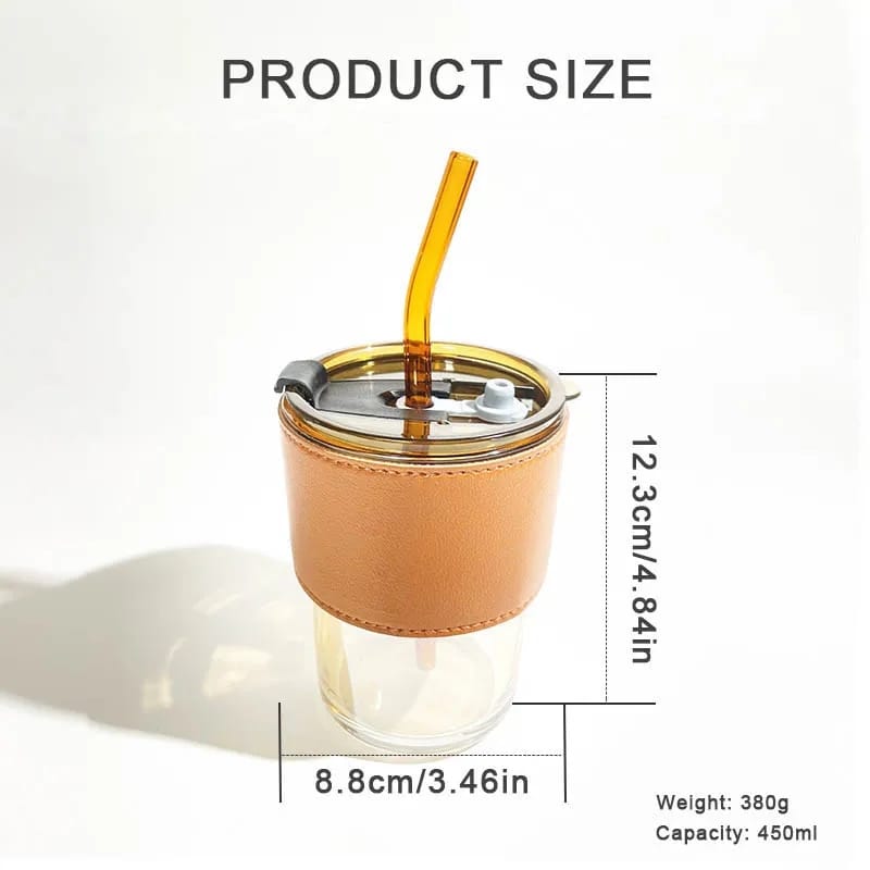 Stylish and Reusable Coffee Mug (450ml) Glass Tumbler
