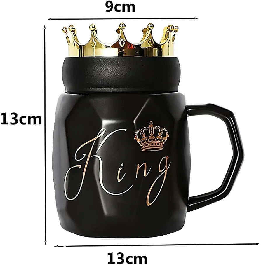 King Queen Ceramic Couple Mugs - Perfect Gift for Lovebirds