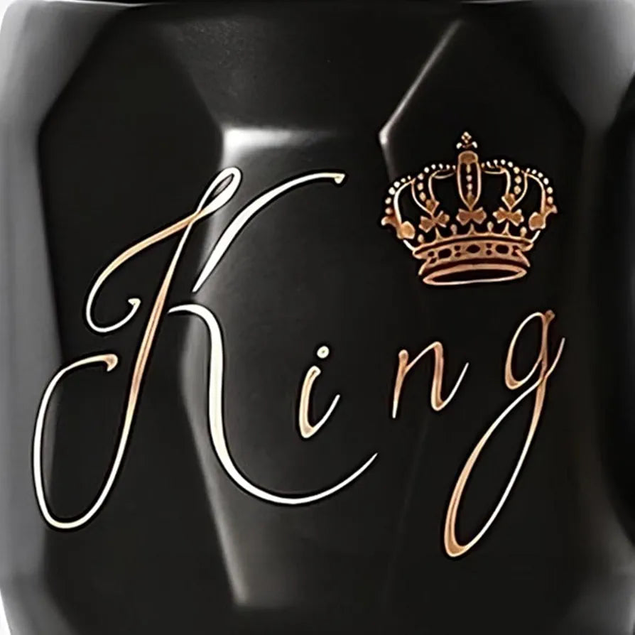 King Queen Ceramic Couple Mugs - Perfect Gift for Lovebirds