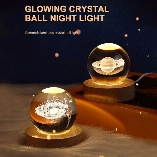 3D Galaxy Crystal Ball Night Lamp Glowing Planatery Galaxy Night Light