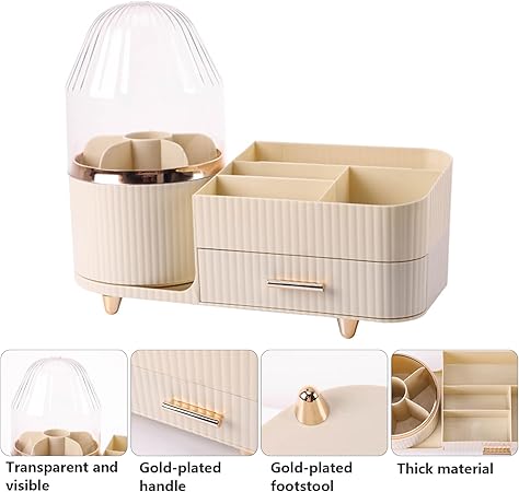 360° Rotating Makeup Brush and Cosmetic Organizer for vanity