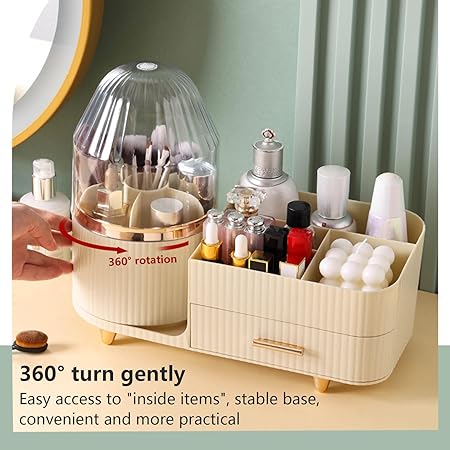 360° Rotating Makeup Brush and Cosmetic Organizer for vanity