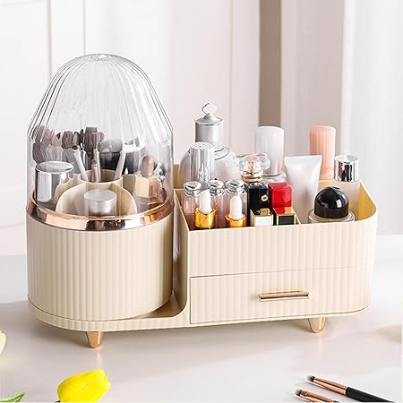 360° Rotating Makeup Brush and Cosmetic Organizer for vanity