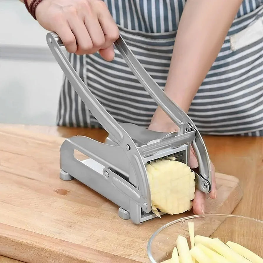 Potato Chipper Chip Cutter, Stainless Steel French Fry Potato Cutter-Fries Cutter Professional with Non Slip Base and 36/64 Hole Spare Blade for Potato Carrots Cucumbers Onions Veggies
