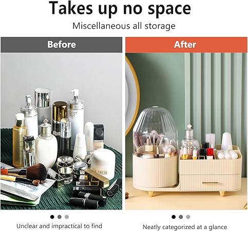 360° Rotating Makeup Brush and Cosmetic Organizer for vanity