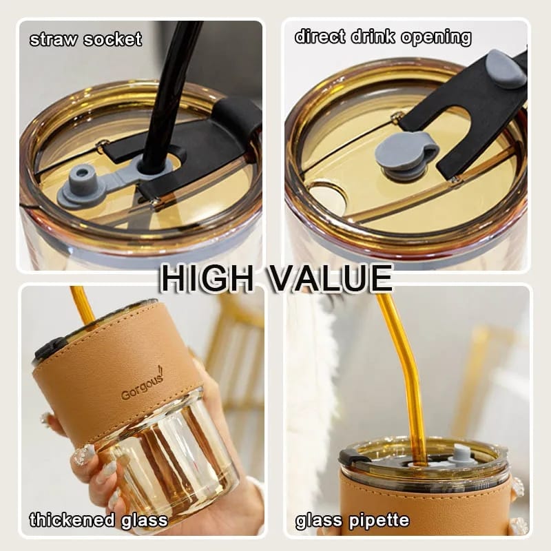 Stylish and Reusable Coffee Mug (450ml) Glass Tumbler