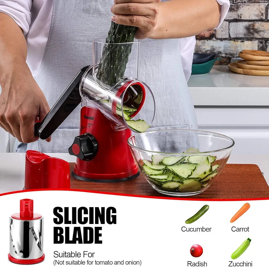 3-in-1 Manual Rotary Vegatable Fruit Slicer