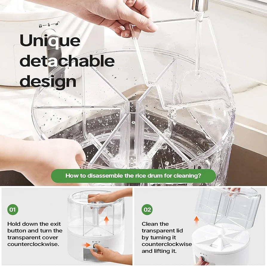 360° Rotating Grain Dispenser, Multi Grain Dispenser Bucket, Moisture Proof Cuisine Organizer, Rotary Partition Sealed Jar, Measuring Container Kitchen Grains Rice Storage Bucket Food Organizer