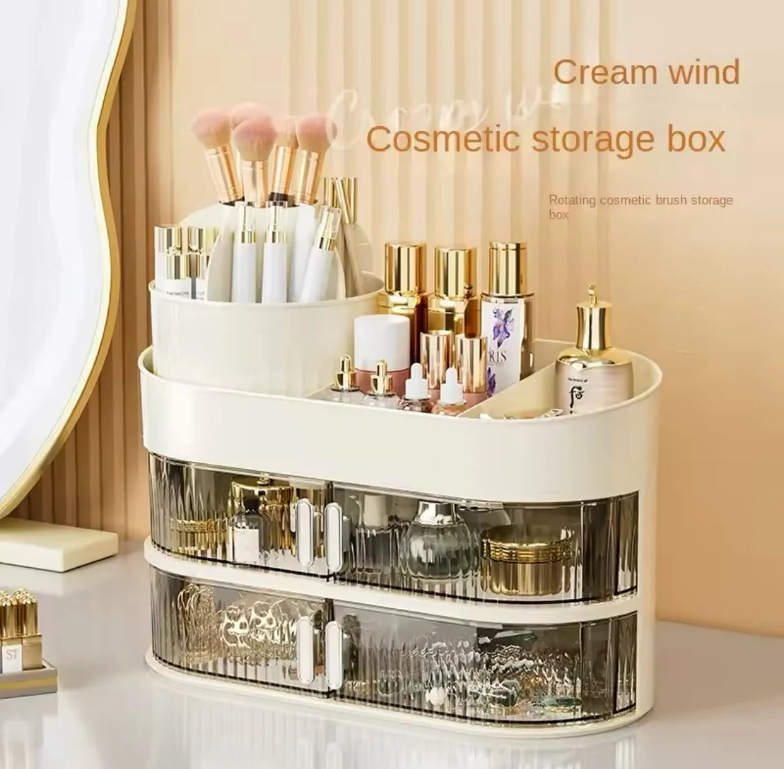 Luxury Rotating Cosmetic Organizer With Adjustable Storage Compartments