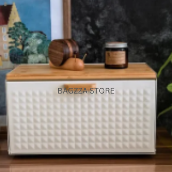 Hausroland Stainless Steel & Wooden Bread Box