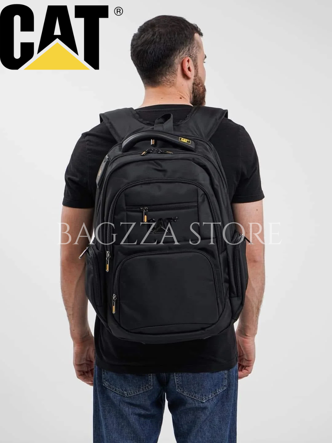 Caterpillar Business Travel Backpack with USB Charging Port & AUX Cable 15.6″ with Bubble Padding Laptop Compartment with Rain Cover Men & Women