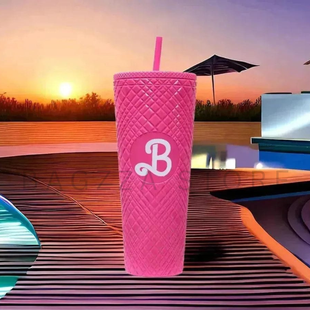 Acrylic Barbie Theme Tumbler with Straw | 700 ML | Airtight & Leakproof | Secure Cap | Pink Color | Box Packing