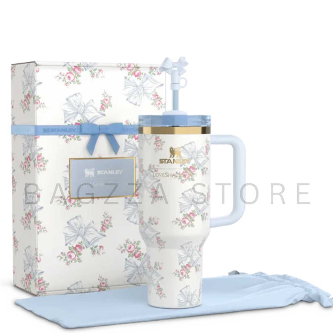 The Stanley X LoveShackFancy Holiday Quencher | 40 OZ- Rosa Beaux Blue