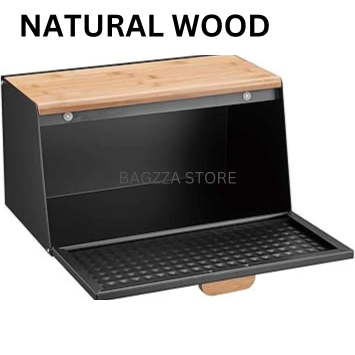 Hausroland Stainless Steel & Wooden Bread Box