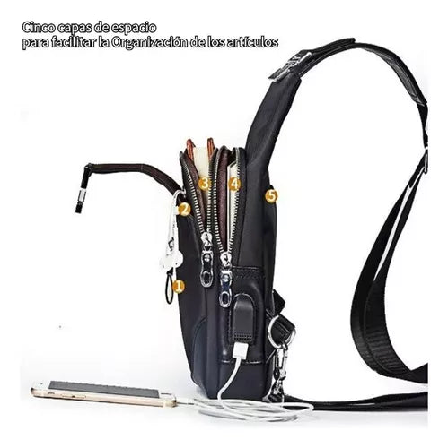 Kangaroo Premium Chest Bag for Men β USB Charging, Waterproof, Large Capacity, Anti-Theft Sling Bag