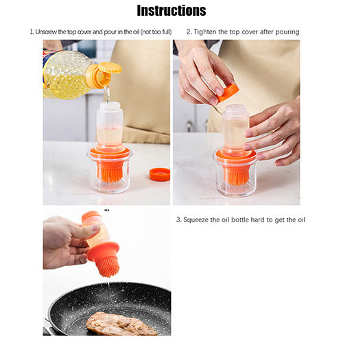Extruded Silicone BBQ Oil Brush with Acrylic Bottle or Silicone Heat Resistant Baking Brushes Oil Bottle