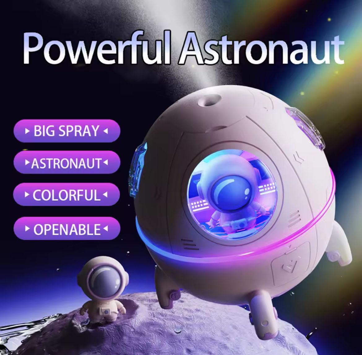 Astronaut Air Humidifier 220ml with Soothing Night Light β Breathe Easy in Style!