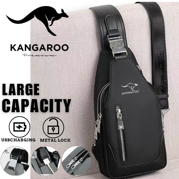 Kangaroo Premium Chest Bag for Men β USB Charging, Waterproof, Large Capacity, Anti-Theft Sling Bag