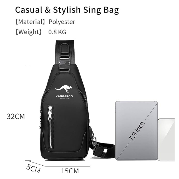 Kangaroo Premium Chest Bag for Men β USB Charging, Waterproof, Large Capacity, Anti-Theft Sling Bag