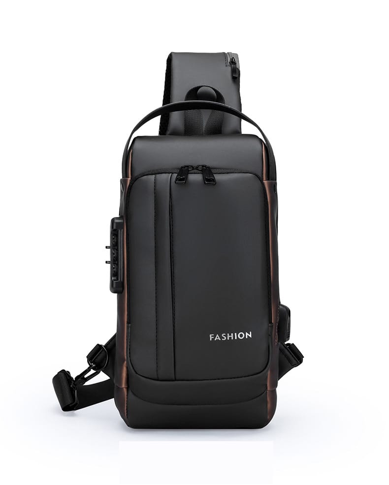 Fashion Men Sling Bag Pack with Lock Waterproof Anti-Theft Chest Bag with USB Charging Port Shoulder Bag Body Backpack with TSA Lock