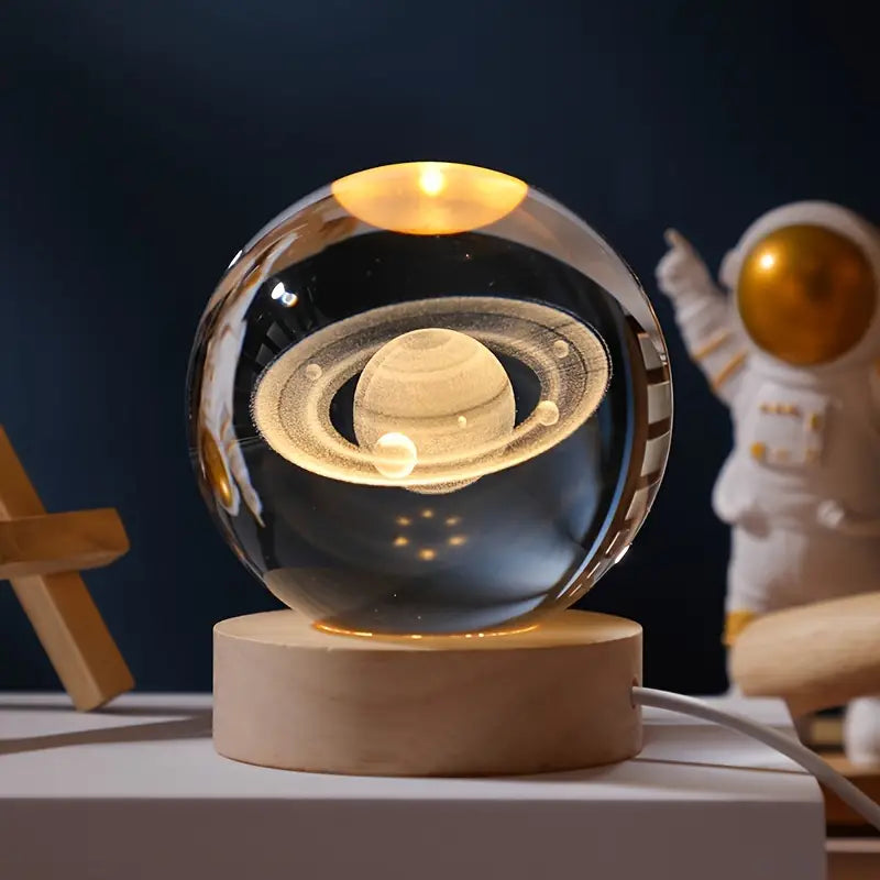 3D Galaxy Crystal Ball Night Lamp Glowing Planatery Galaxy Night Light