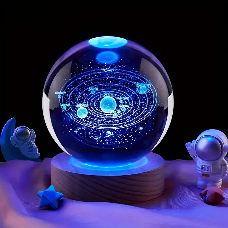 3D Galaxy Crystal Ball Night Lamp Glowing Planatery Galaxy Night Light