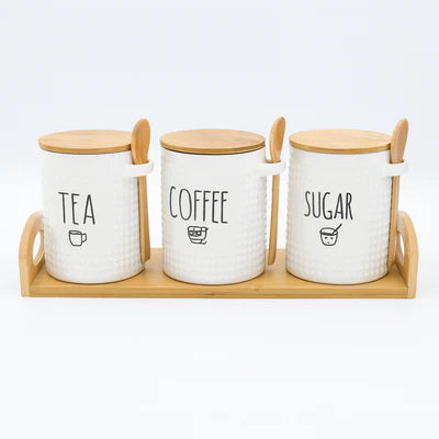 3-Piece Ceramic Jar Set With Spoon
