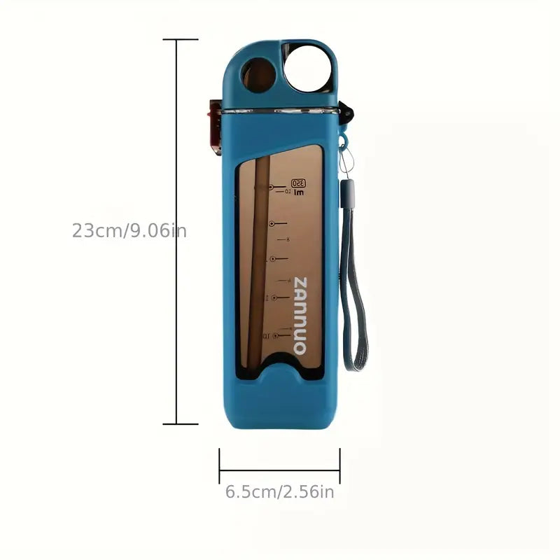 350ml Square shape Sports water bottle with popup straw and lock