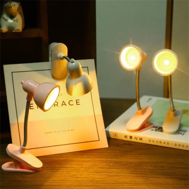 Mini Clip-On Study Desk Lamp Battery Powered Flexible Lamp
