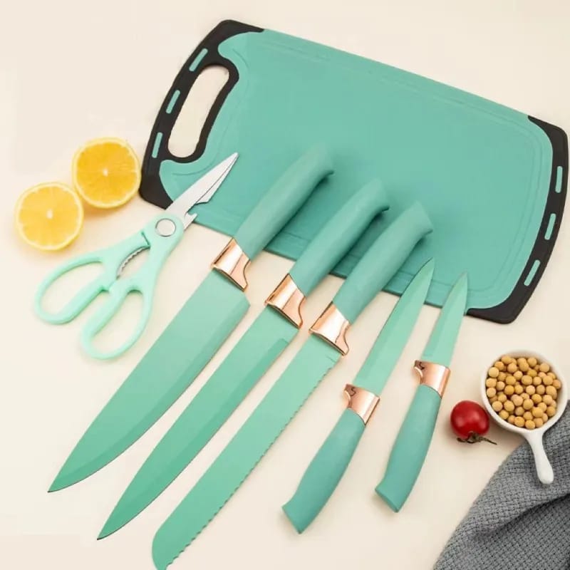19 PCs Silicon Cooking & Knife Set With Board (Random Colors)