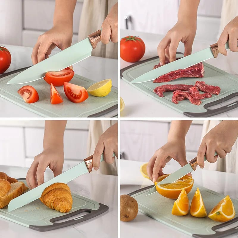 19 PCs Silicon Cooking & Knife Set With Board (Random Colors)
