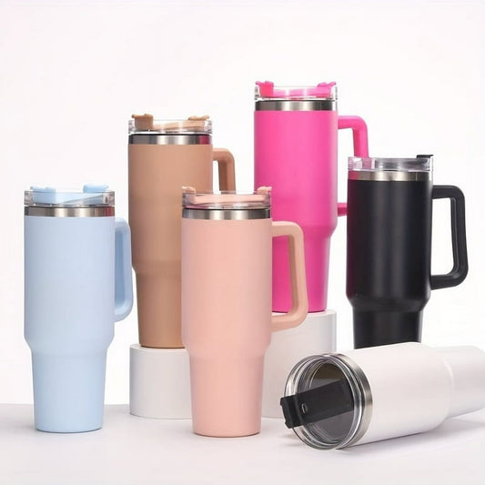 40oz Tumbler Cup with Handle & Straw - Stainless Steel Vacuum Insulated Mug(1200 ml)