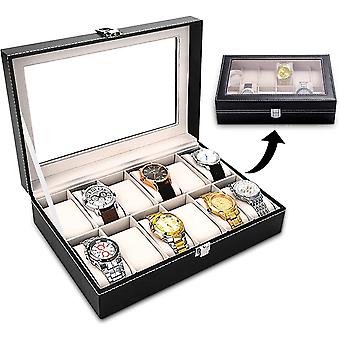 12 Grid Slots PU Leather Luxury Brand Watch Display Box