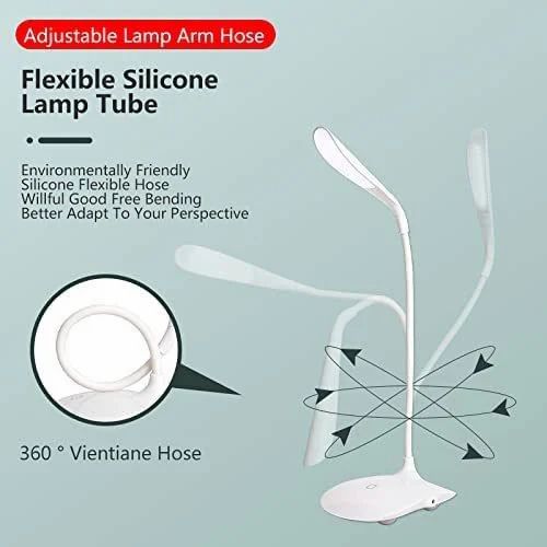 Foldable LED Desk Lamp Dimmable Touch Table Lamp USB Powered Table Light Night Light Touch Dimming Portable Study Room Lamp