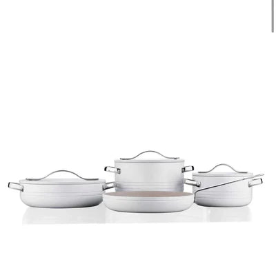 Korkmaz Linea Plus 7 pcs Cookware Set-Vanilla
