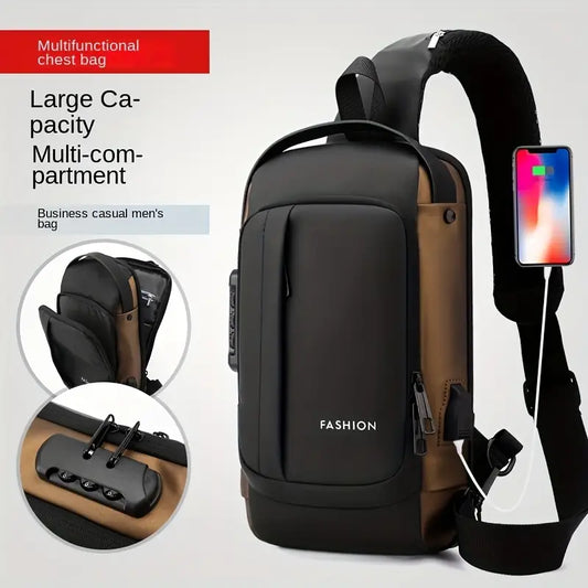 Men Multifunction Anti Theft USB Shoulder Bag Man Crossbody Cross Body Travel Sling Chest Bags Pack Messenger Pack
