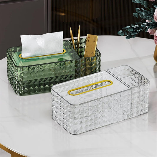 Luxury Multi-Color Crystal Tissue Box – Elegant Crystal Paper Towel Holder for Living Room Decor & Home Organization