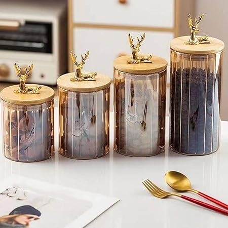 luxury Airtight Storage Pantry Food Glass Jars With Bamboo Clamp Lids